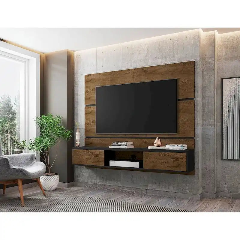 Mid Century Modern Wood 62.99 In. Floating Living Room Entertainment Furniture