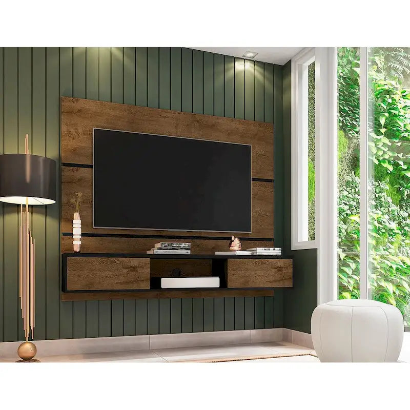 Mid Century Modern Wood 62.99 In. Floating Living Room Entertainment Furniture