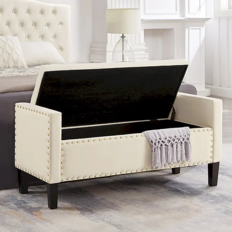 Entryway Living Room Soft Padded Seat with Armrest,Bed Bench