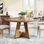 Round Dining Table for 4, 47 Inch Farmhouse Kitchen Table Small Dinner Table