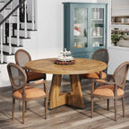 Round Dining Table for 4, 47 Inch Farmhouse Kitchen Table Small Dinner Table