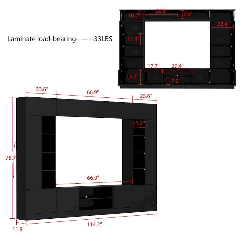 Wall Unit TV Stand with Bookshelves for TVs up to 70 , Modern Console