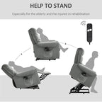 HOMCOM Electric Power Lift Recliner, Upholstered Vibration Massage Chair with Remote Control