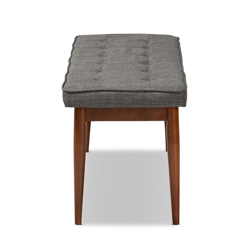 Mid-Century Modern Fabric Upholstered Dining Bench