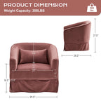 Ouyessir Set of 2 Swivel Barrel Chair 360 Degree Upholstered Accent Chair Fabric Armchair