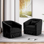 Ouyessir Set of 2 Swivel Barrel Chair 360 Degree Upholstered Accent Chair Fabric Armchair