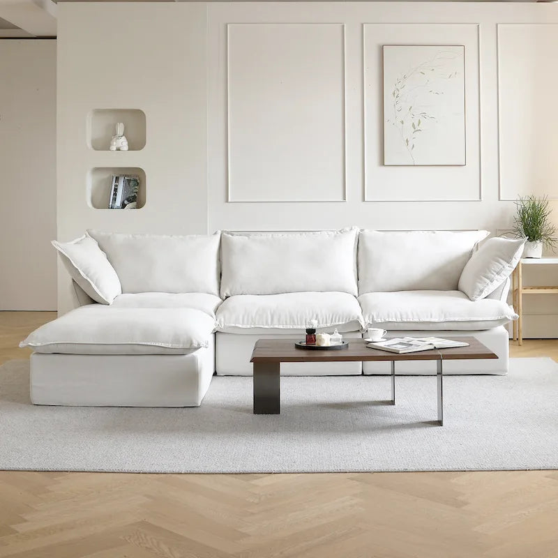 123  Upholstered Sectional Sofa Minimalist Velvet Couch