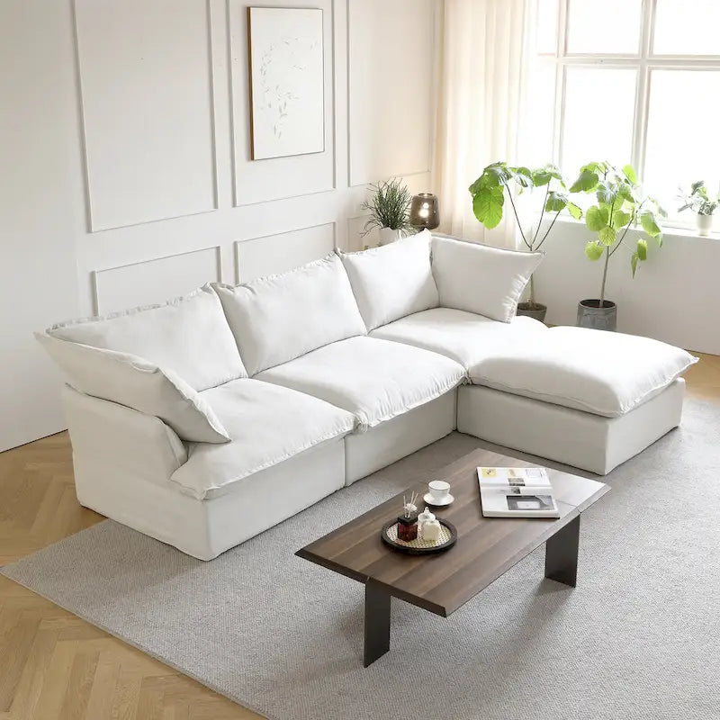123  Upholstered Sectional Sofa Minimalist Velvet Couch