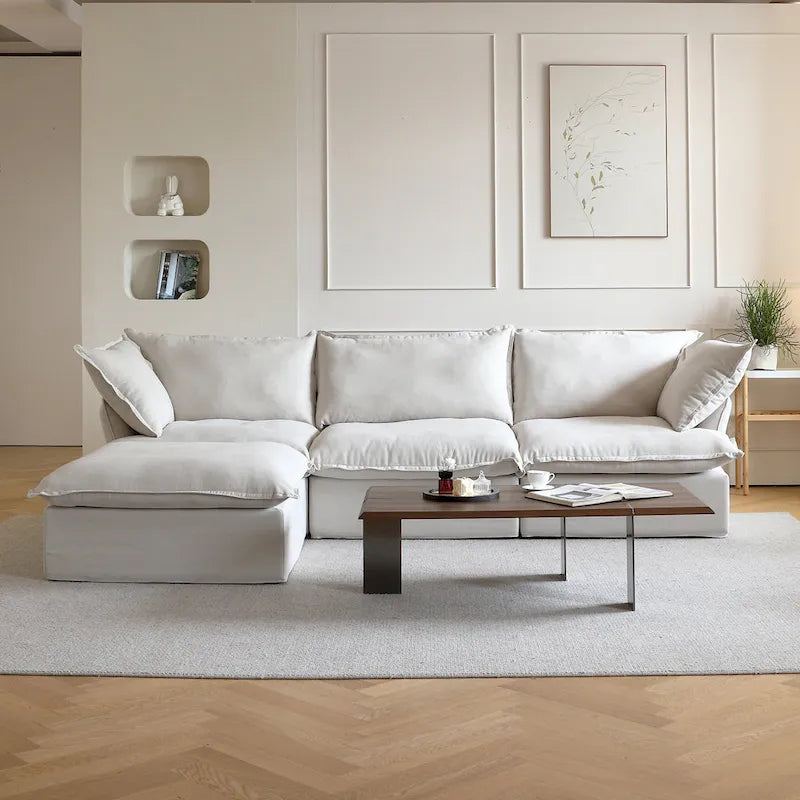 123  Upholstered Sectional Sofa Minimalist Velvet Couch