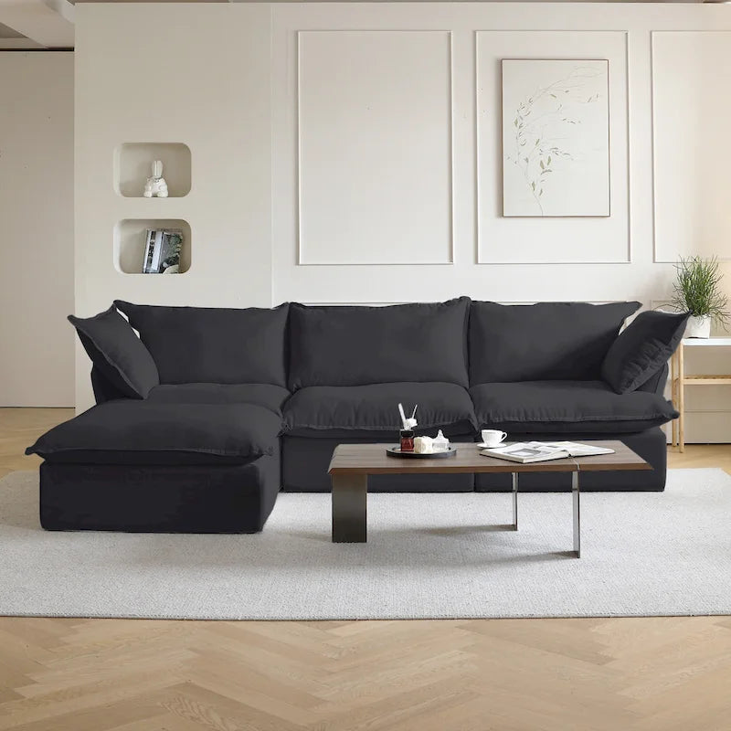 123  Upholstered Sectional Sofa Minimalist Velvet Couch