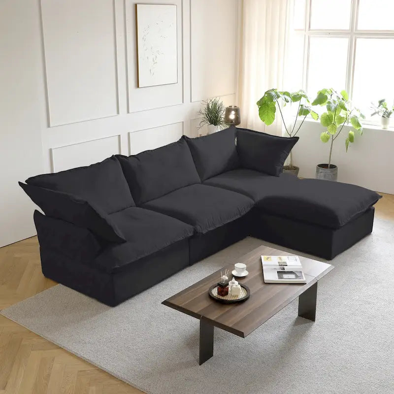 123  Upholstered Sectional Sofa Minimalist Velvet Couch