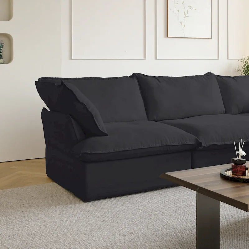 123  Upholstered Sectional Sofa Minimalist Velvet Couch