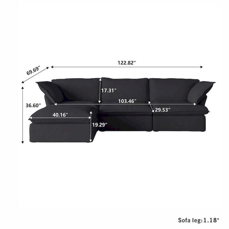 123  Upholstered Sectional Sofa Minimalist Velvet Couch