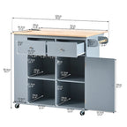 Kitchen Storage Island with Drop Leaf and Power Outlet For Dining Room
