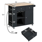 Kitchen Storage Island with Drop Leaf and Power Outlet For Dining Room