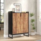 5 Tier Shoe Cabinet with Doors 25 Pairs White Wood Shoes Organizer