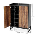 5 Tier Shoe Cabinet with Doors 25 Pairs White Wood Shoes Organizer