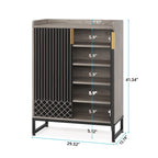 5 Tier Shoe Cabinet with Doors 25 Pairs White Wood Shoes Organizer