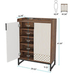 5 Tier Shoe Cabinet with Doors 25 Pairs White Wood Shoes Organizer