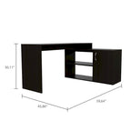 FM Furniture Dallas L-Shaped Home Office Desk, Two Shelves, Single Door Cabinet