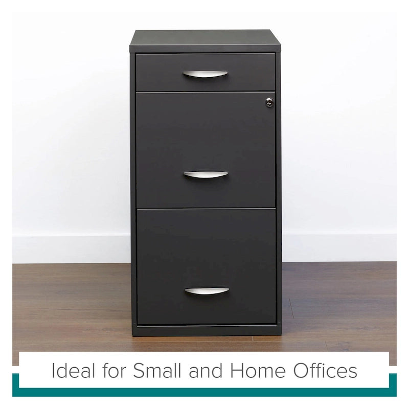 Space Solutions 3 Drawer Letter Width Vertical File Cabinet with Pencil Drawer, Charcoal