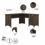 Bush Furniture Salinas 60W L Shaped Desk with Storage Hutch