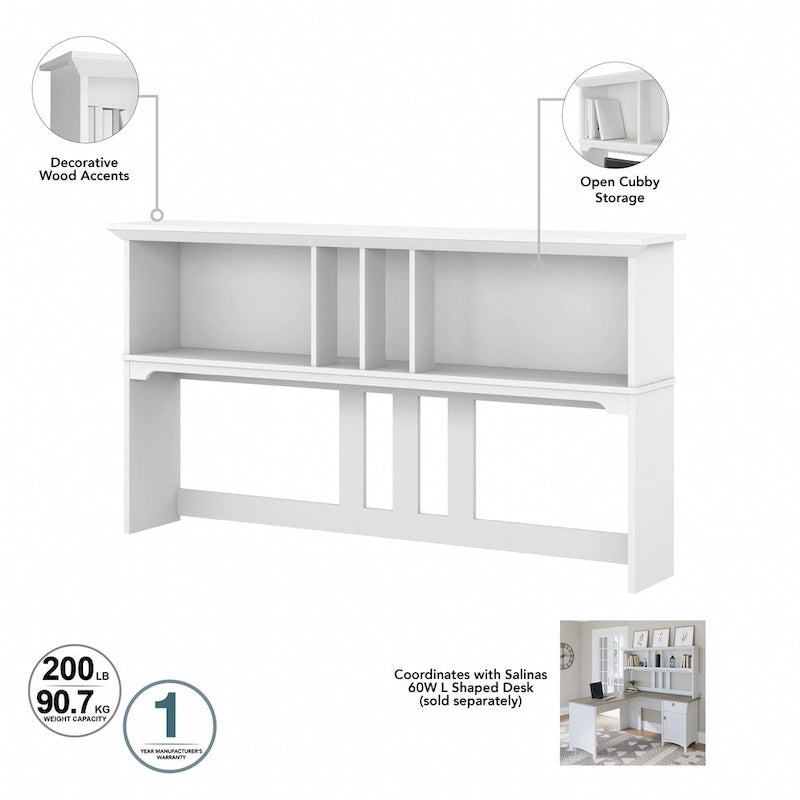 Bush Furniture Salinas 60W L Shaped Desk with Storage Hutch