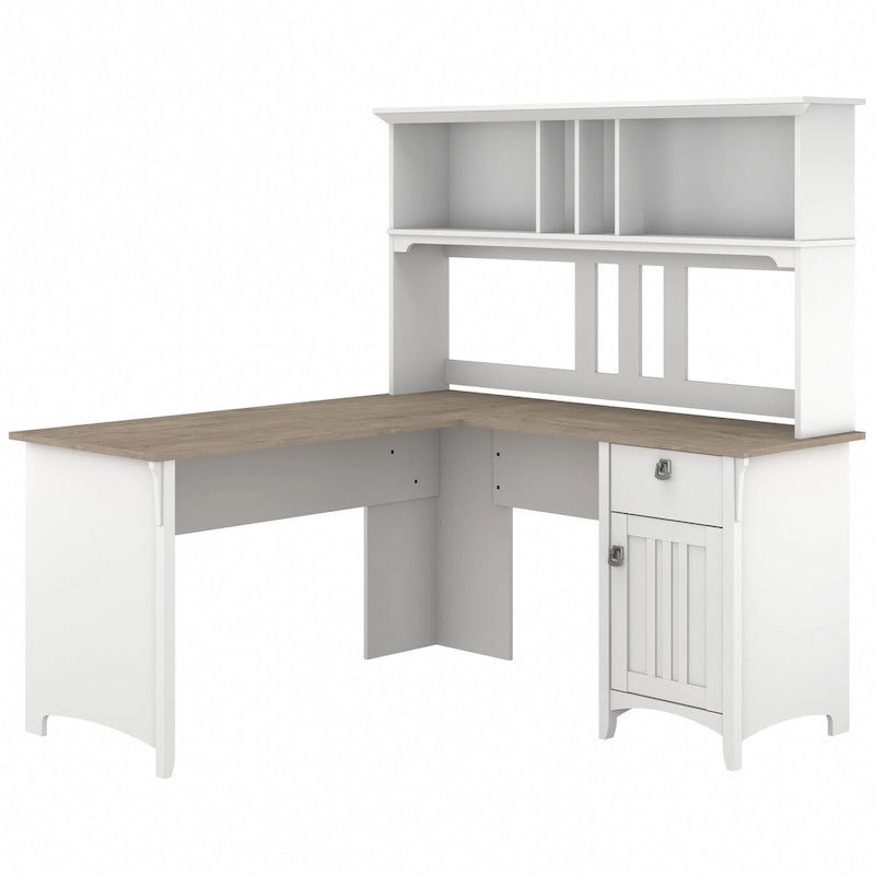 Bush Furniture Salinas 60W L Shaped Desk with Storage Hutch