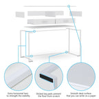 40 Inches Computer Desk White and Gold Desk with 2 Drawers