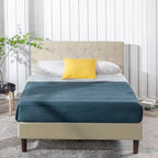 Priage by ZINUS Beige Upholstered Diamond Stitched Platform Bed Frame