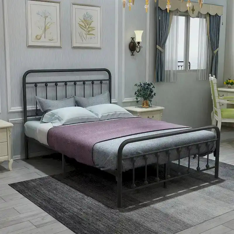 FULL Metal Platform Bed Frame with Headboard