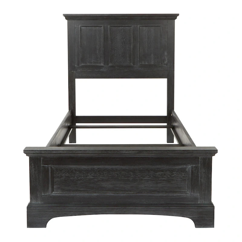 Farmhouse Basics Rustic Black Finish Panel Bed Set