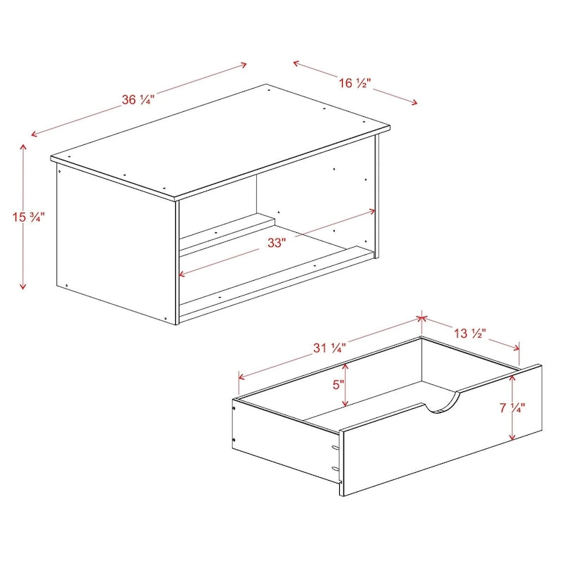 100% Solid Wood 2-Drawer Internal Chest for Cosmo 4-Door Wardrobe by Palace Imports