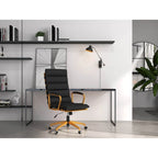 LUXMOD Office Chair Faux Leather Gold Frame Adjustable and Swivel