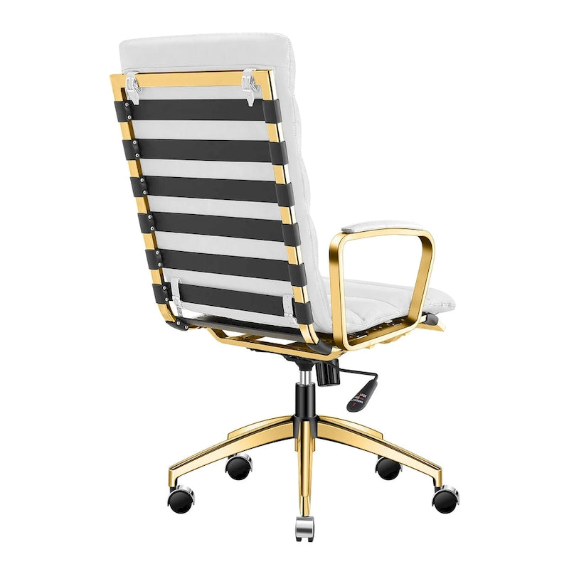 LUXMOD Office Chair Faux Leather Gold Frame Adjustable and Swivel