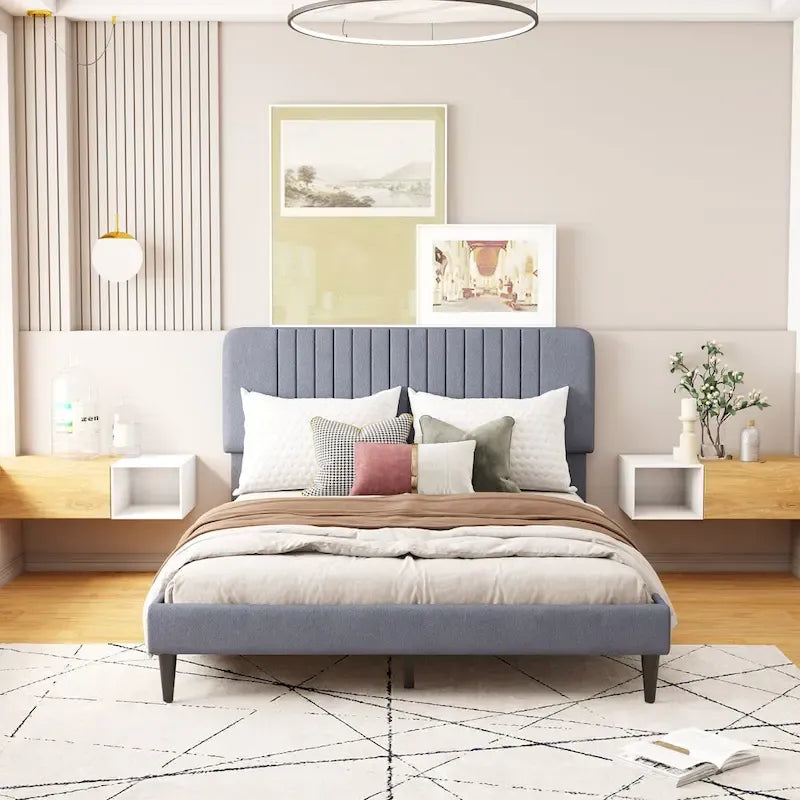 Queen Size Upholstered Platform Bed