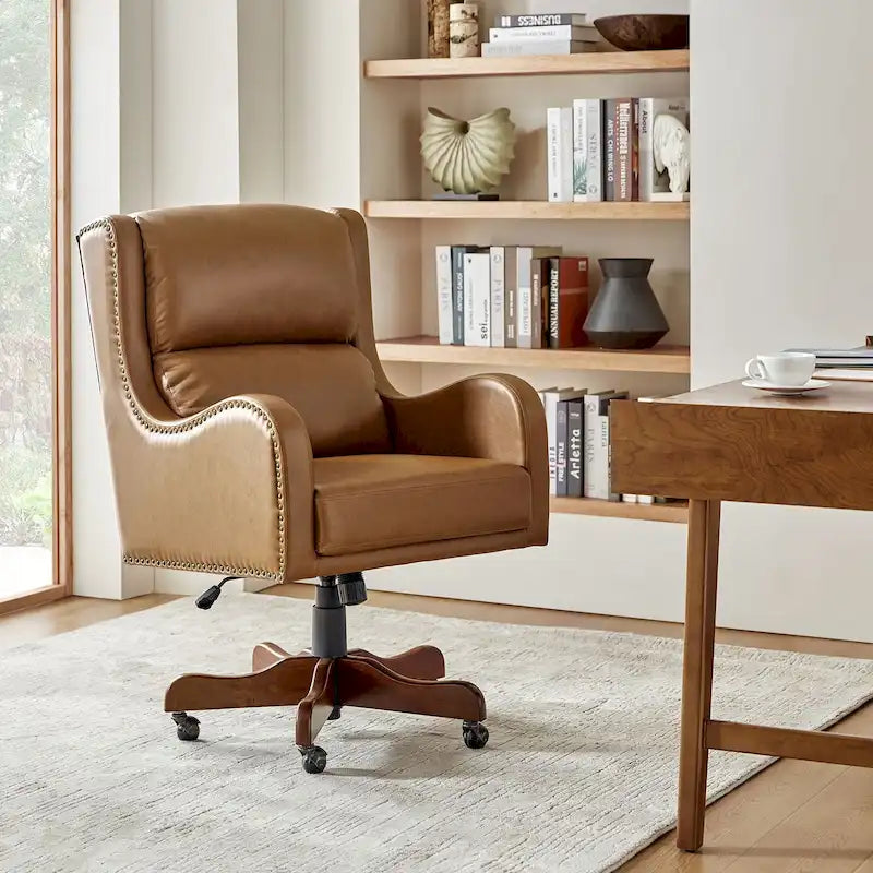 Pete Faux Leather Adjustable Height Swivel Executive Chair with Tilt Mechanism by