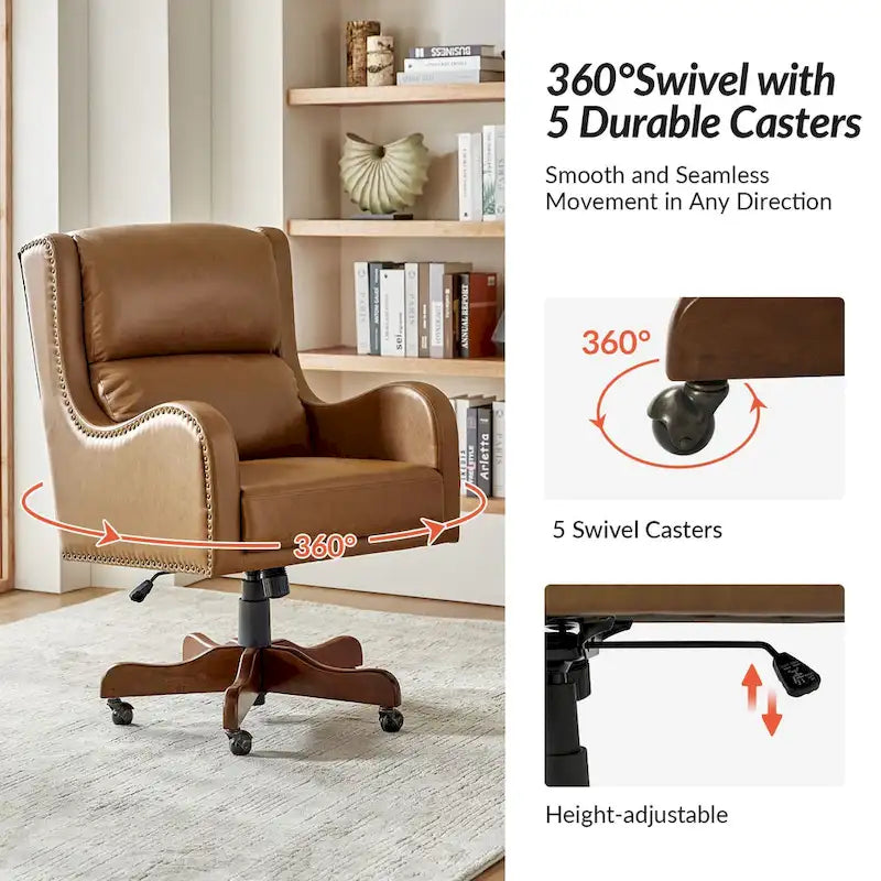 Pete Faux Leather Adjustable Height Swivel Executive Chair with Tilt Mechanism by