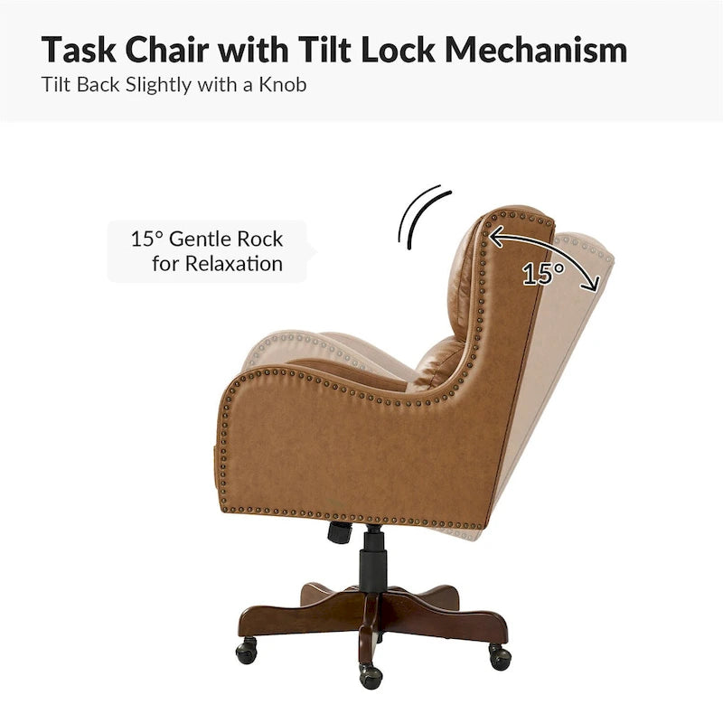 Pete Faux Leather Adjustable Height Swivel Executive Chair with Tilt Mechanism by