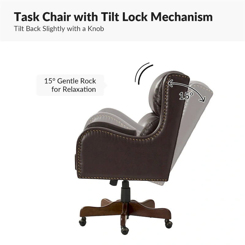 Pete Faux Leather Adjustable Height Swivel Executive Chair with Tilt Mechanism by