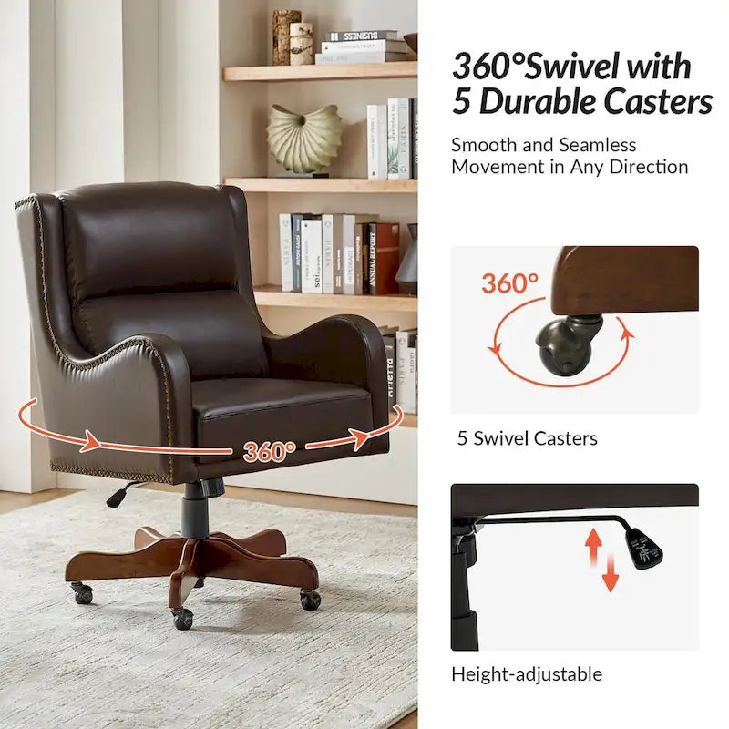 Pete Faux Leather Adjustable Height Swivel Executive Chair with Tilt Mechanism by