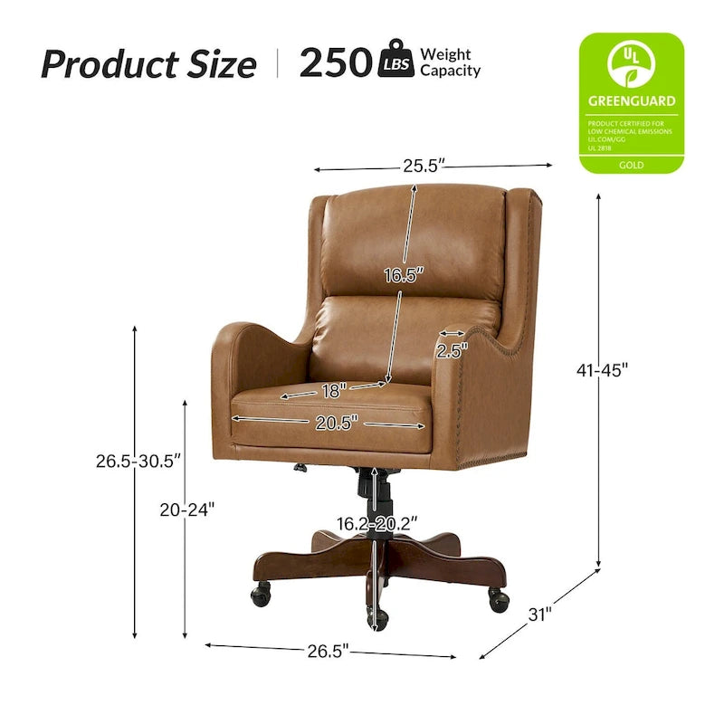 Pete Faux Leather Adjustable Height Swivel Executive Chair with Tilt Mechanism by