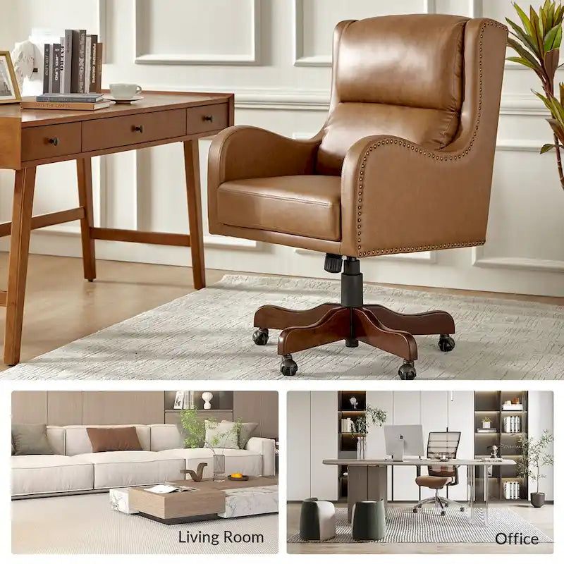 Pete Faux Leather Adjustable Height Swivel Executive Chair with Tilt Mechanism by