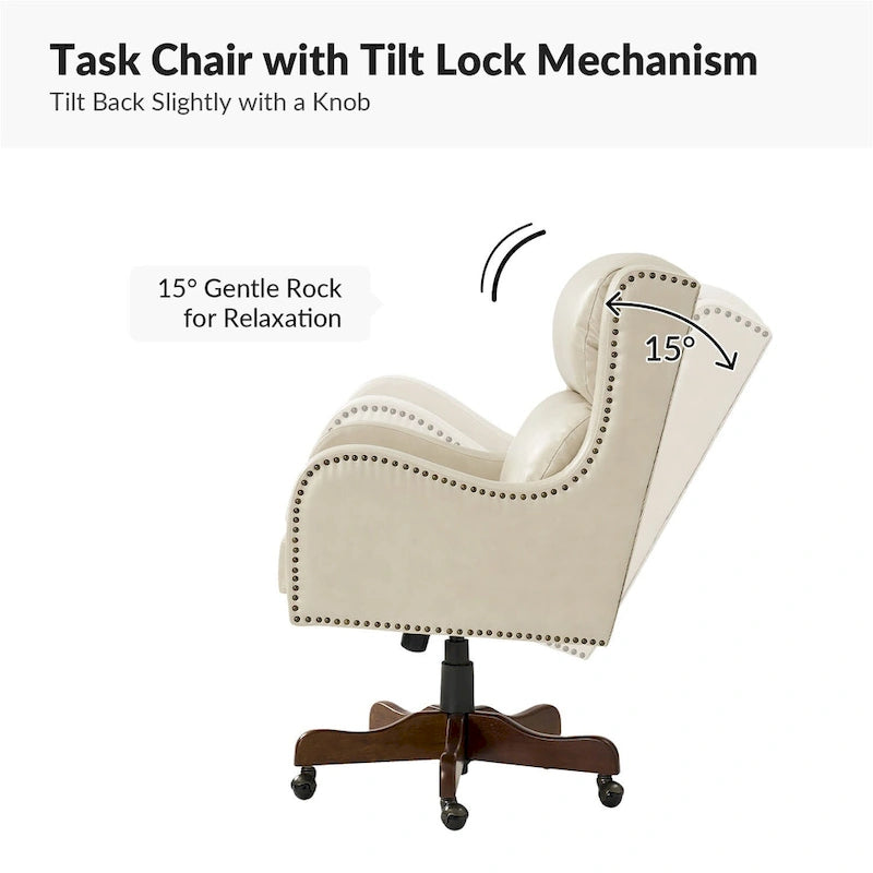 Pete Faux Leather Adjustable Height Swivel Executive Chair with Tilt Mechanism by