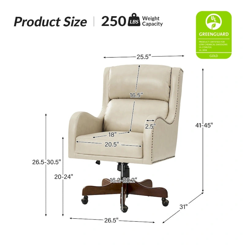 Pete Faux Leather Adjustable Height Swivel Executive Chair with Tilt Mechanism by