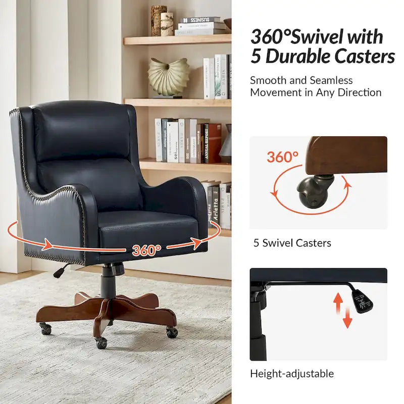 Pete Faux Leather Adjustable Height Swivel Executive Chair with Tilt Mechanism by