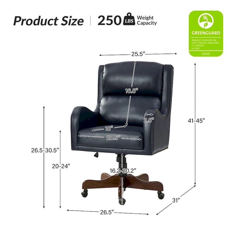 Pete Faux Leather Adjustable Height Swivel Executive Chair with Tilt Mechanism by