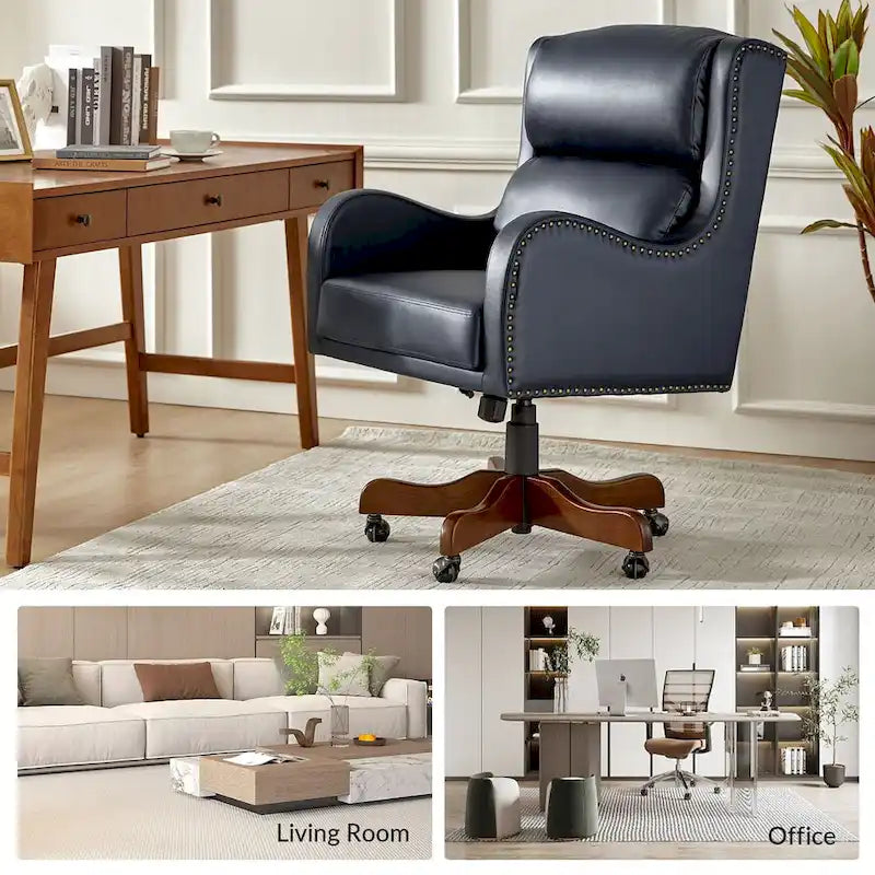 Pete Faux Leather Adjustable Height Swivel Executive Chair with Tilt Mechanism by