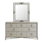 Roundhill Furniture Mantalia Solid Wood Bedroom Set, Panel Bed, Dresser, Mirror, 2 Nightstands, Chest, and Bench, Champagne