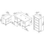 60W Office Desk with Cabinet and 5 Shelf Bookcase